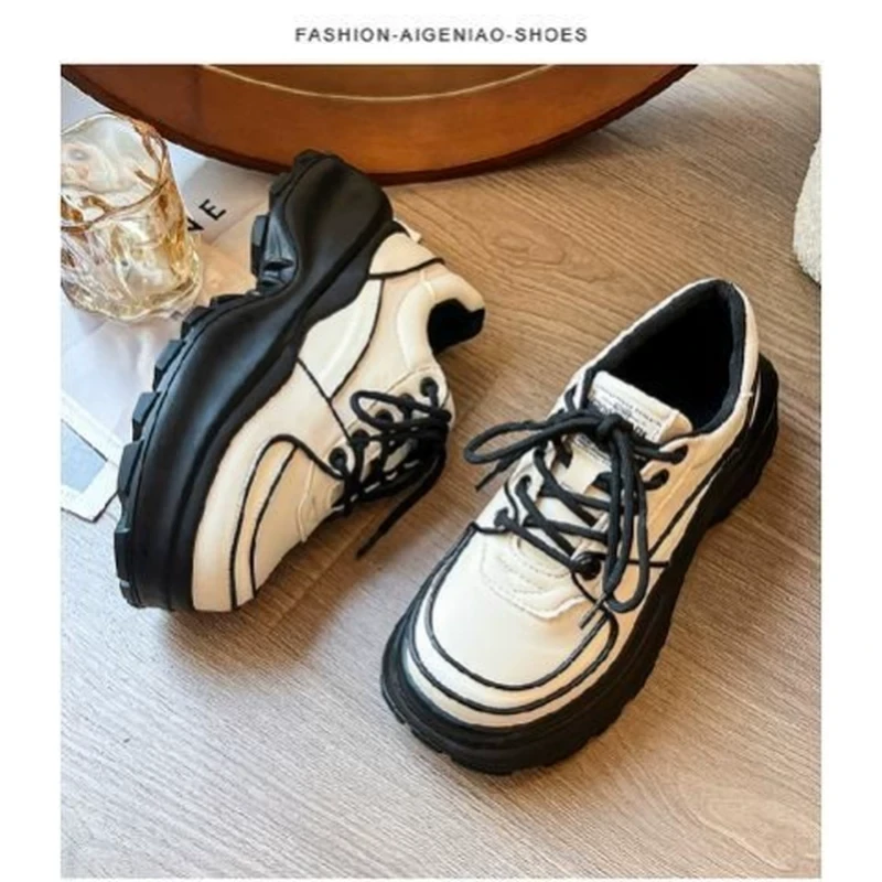 厚底小皮鞋女2025新款夏季英伦风黑色面包单鞋美式设计感老爹女鞋
