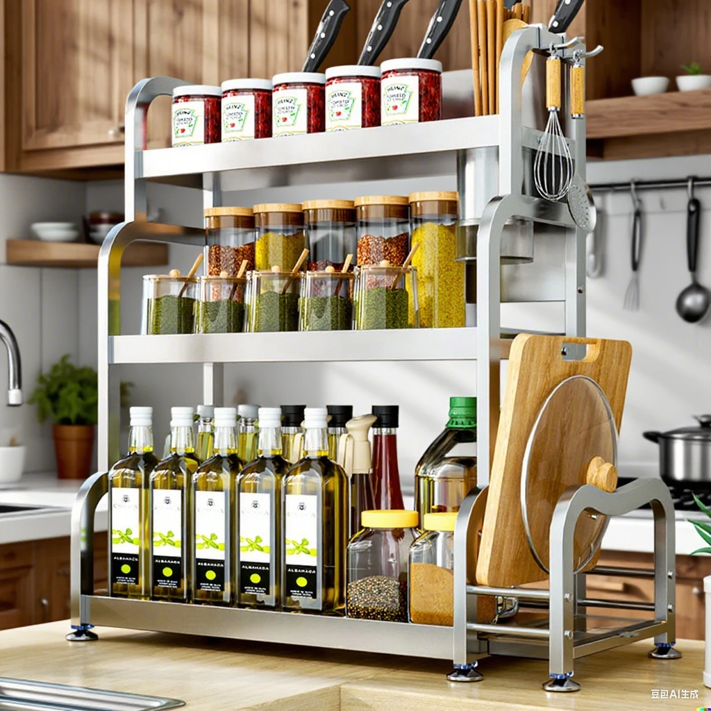 c厨房收纳置物架不锈钢调料置物架新大全架刀架菜板架兰知春序