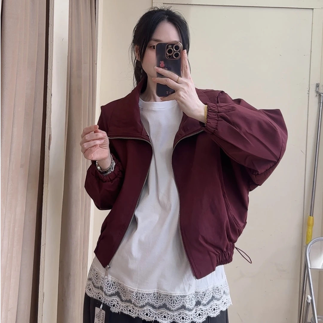 【久心家】韩版宽松型短外套女秋季百搭立领短款