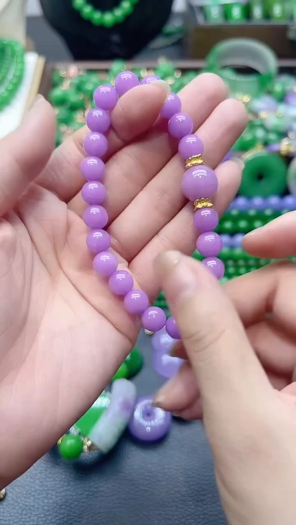 颈饰未镶嵌翡翠紫单珠手串