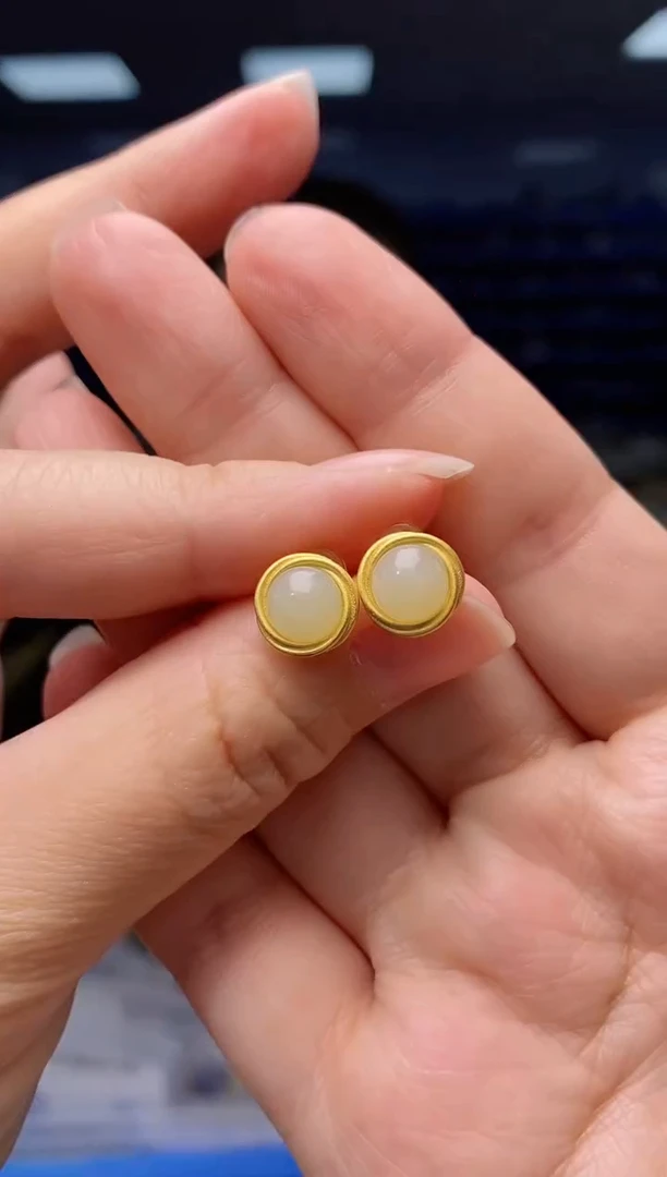 【闪购商品】和田玉耳饰银S925镶嵌   EZ2866