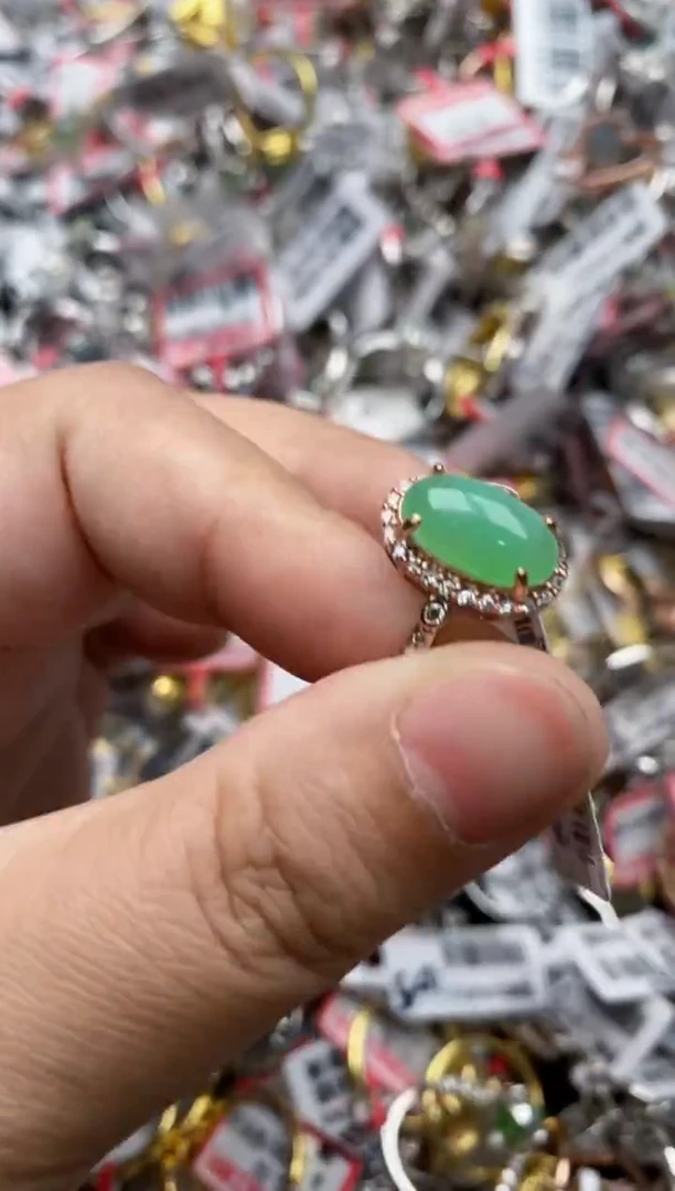 【闪购商品】翡翠戒指银S925镶嵌99999---9