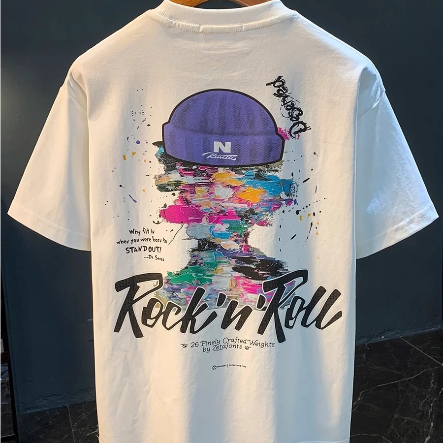 奥美普西比欧洲站短袖T恤男舒适透气柔软潮流刺绣印花休闲短袖T恤