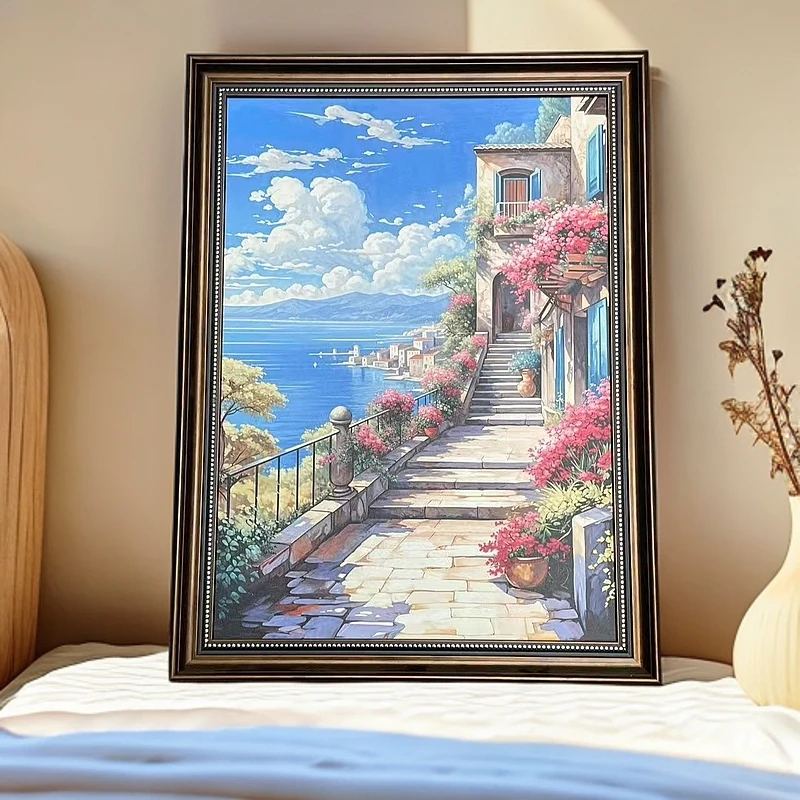 B03地中海风景油画最新款现代客厅卧室书房走廊欧式美式风景挂画