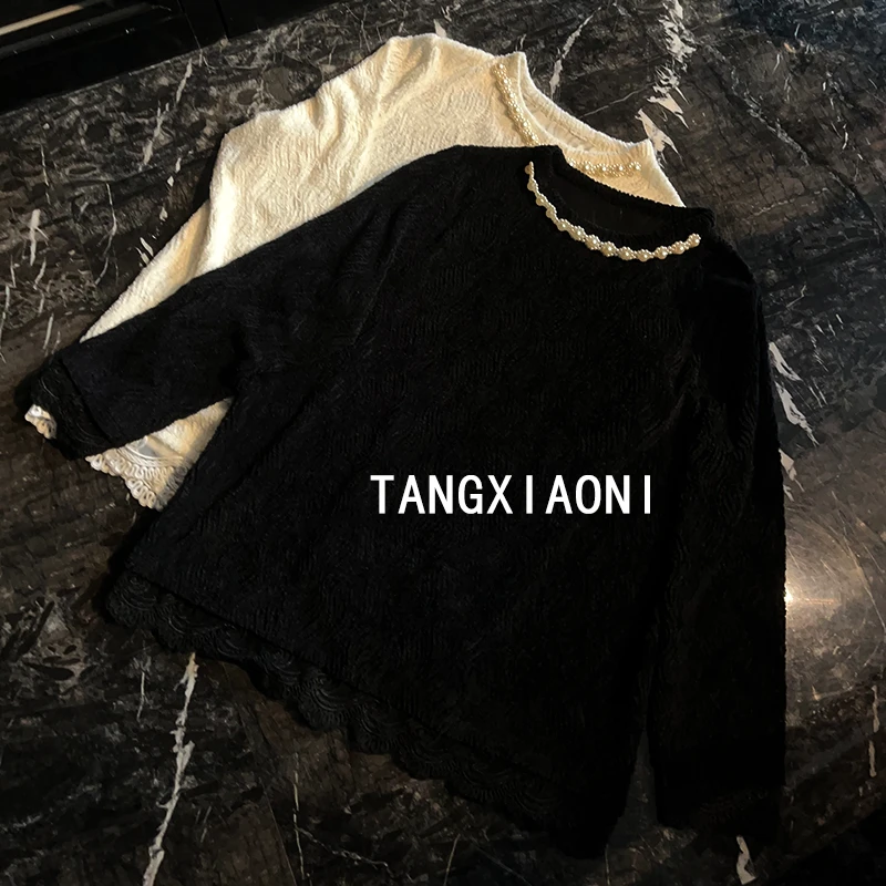 钉珠【水波纹 】 两色上衣