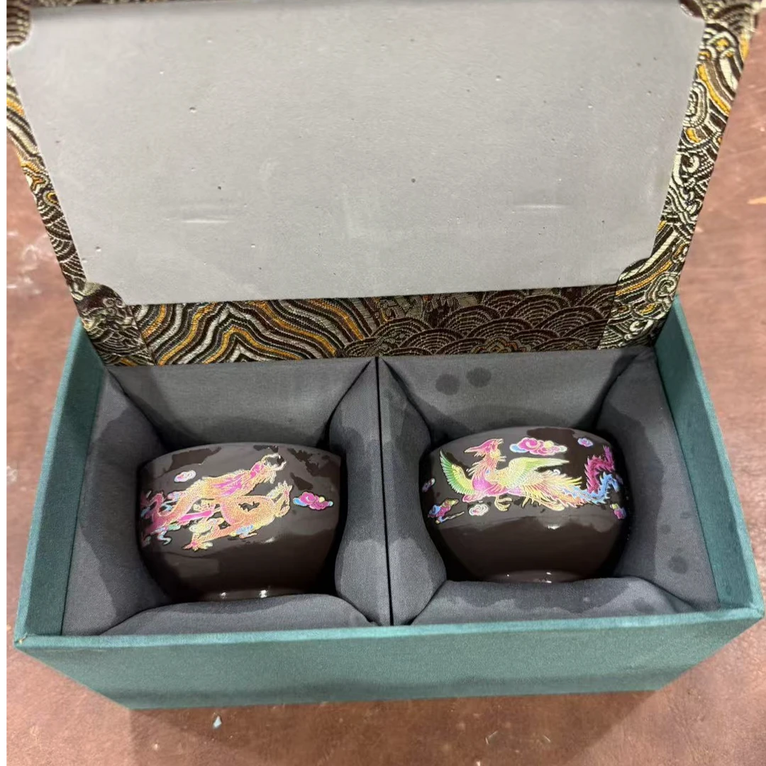 【闪购商品】黑泥紫砂变色龙凤呈祥两个装（无礼盒）