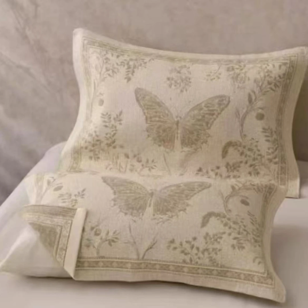 【蝶恋花枕巾】52*78大尺寸罗布麻枕巾一对