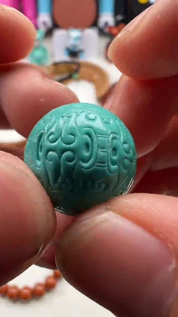 【闪购商品】绿松石雕刻未镶嵌绿松石雕刻大圆珠