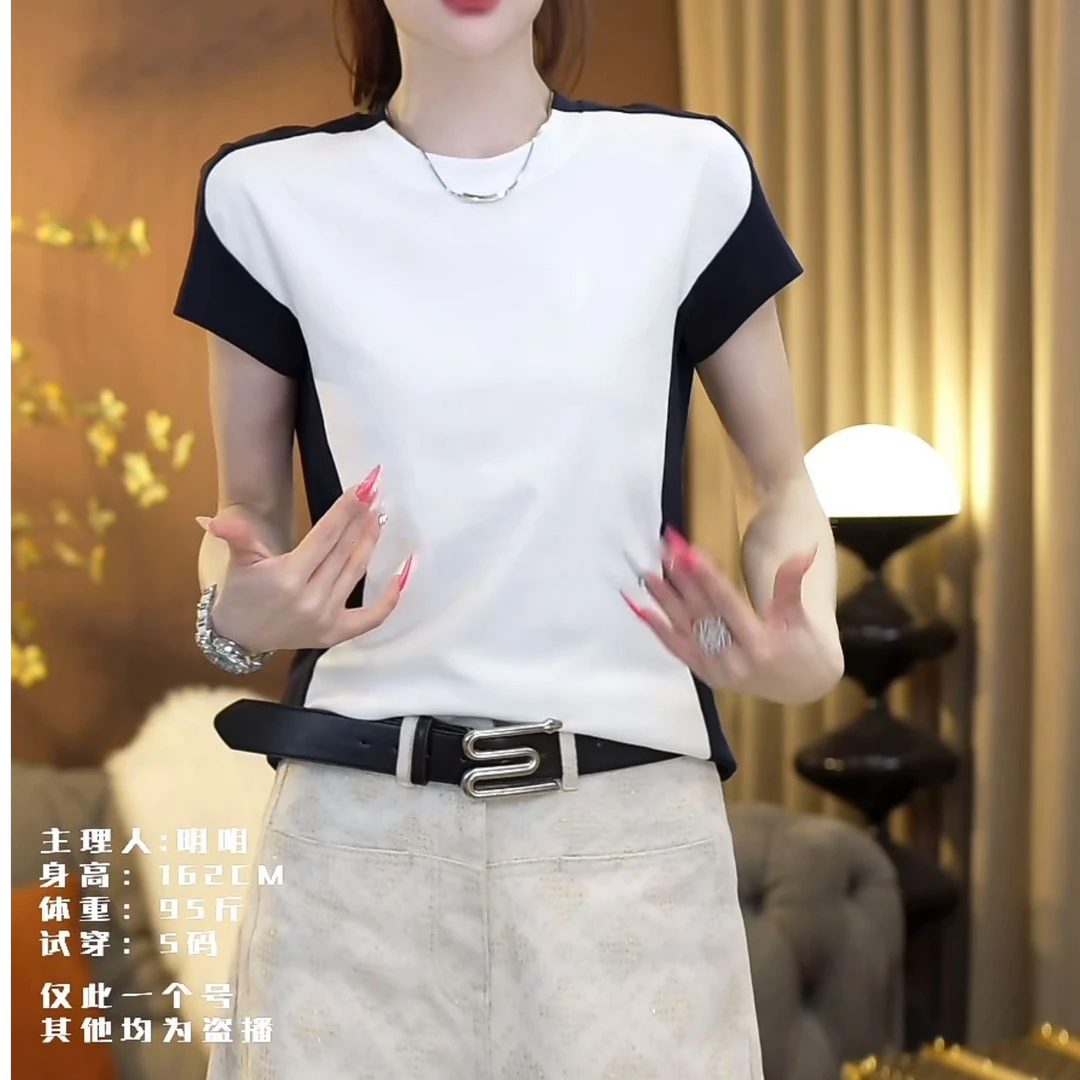 明明GUKKS『修容T恤』2025夏季小众设计腰线拼接显瘦百搭短袖T恤