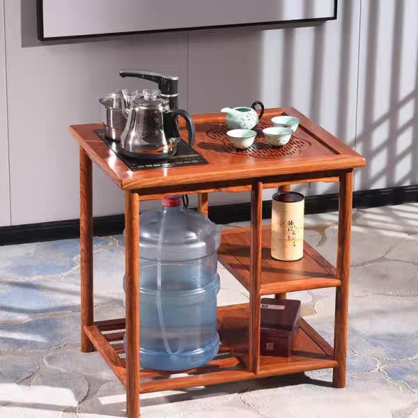 新中式原木餐桌泡茶桌方形茶几四方桌简约客厅家用