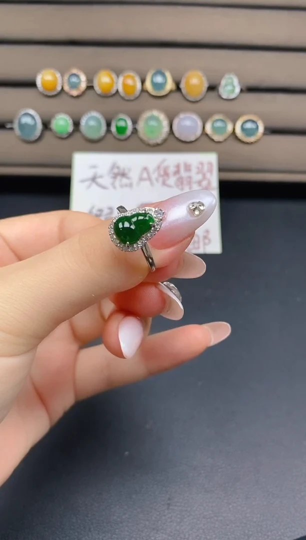 翡翠戒指银S925镶嵌47