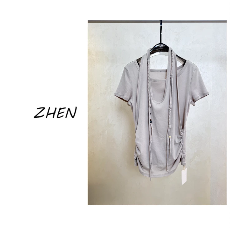 【ZHEN】25K00986 2025新款时尚气质休闲百搭短袖上衣女