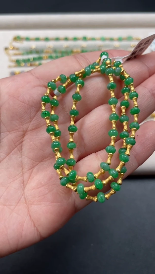 18K金镶嵌手串翡翠多样性  发货一条   P126