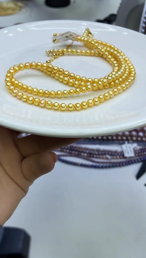 未镶嵌项链淡水珍珠黄色系小米项链