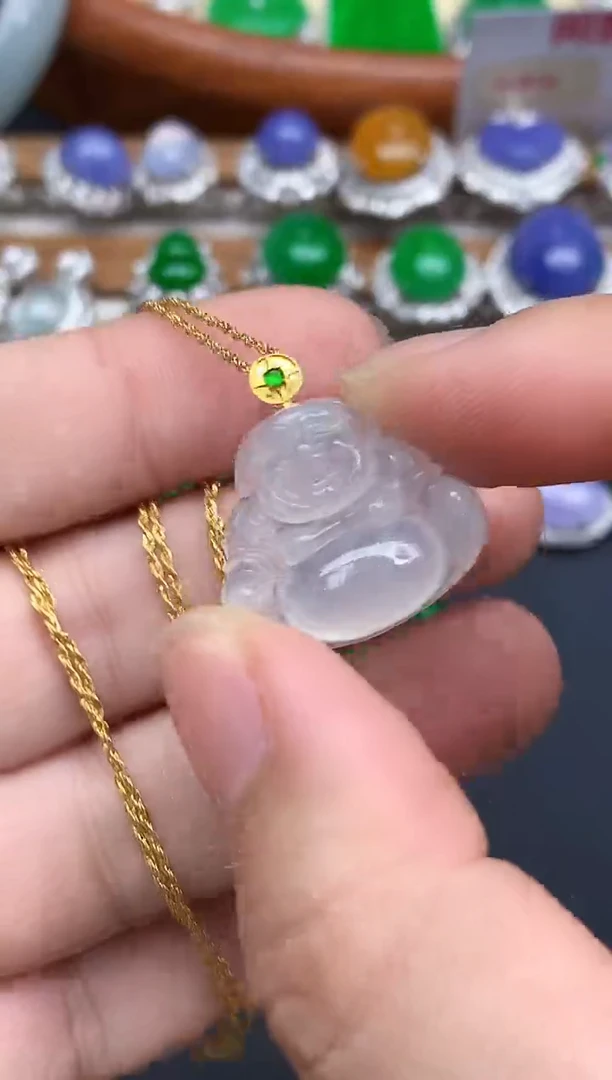 颈饰18K金镶嵌翡翠343-中国好珍宝