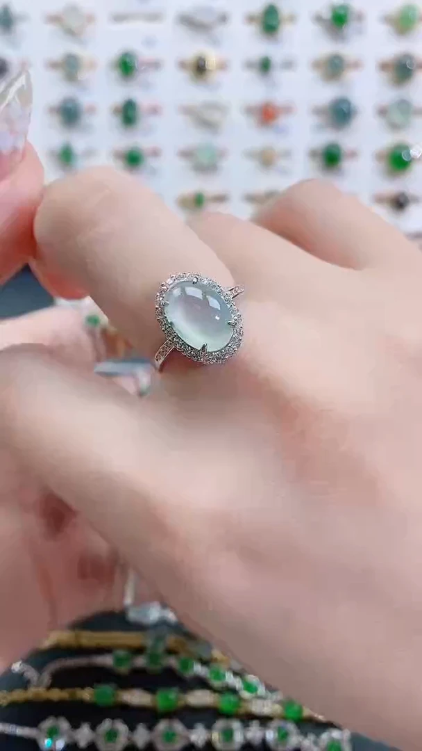 银S925镶嵌戒指翡翠天然翡翠