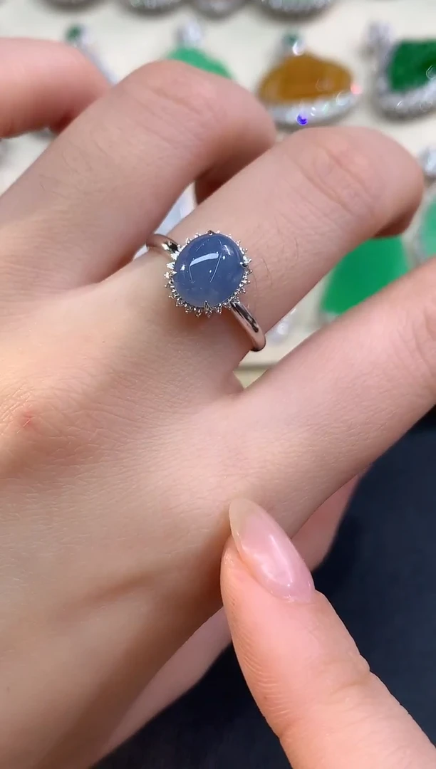 18K金镶嵌戒指翡翠戒指A32980