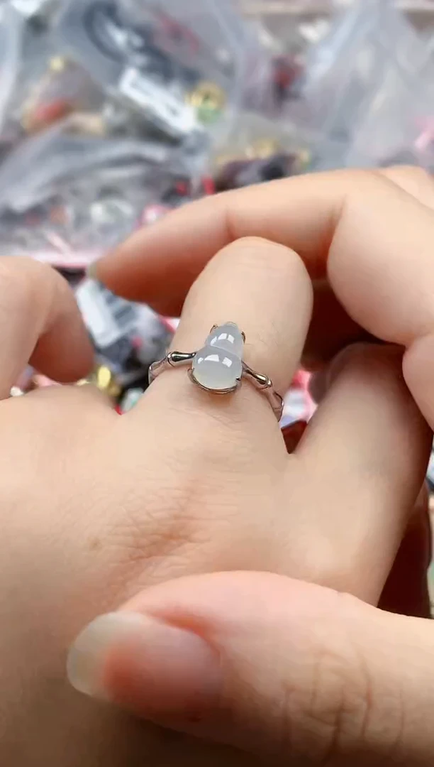 银S925镶嵌戒指翡翠天然A货缅甸翡翠