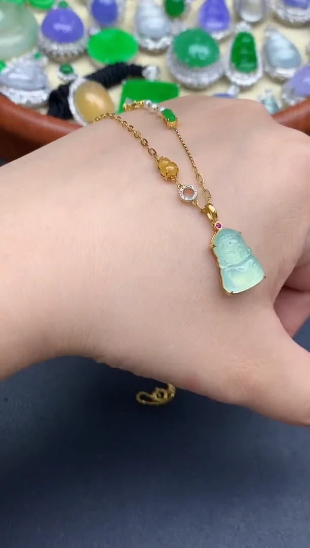 颈饰18K金镶嵌翡翠459-中国好珍宝