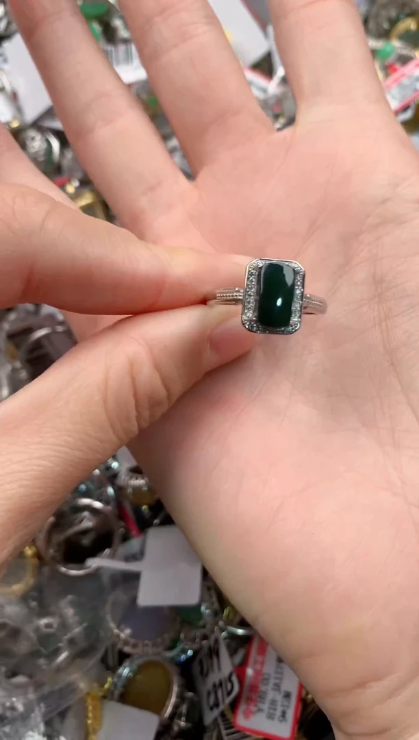 银S925镶嵌戒指翡翠111---------5