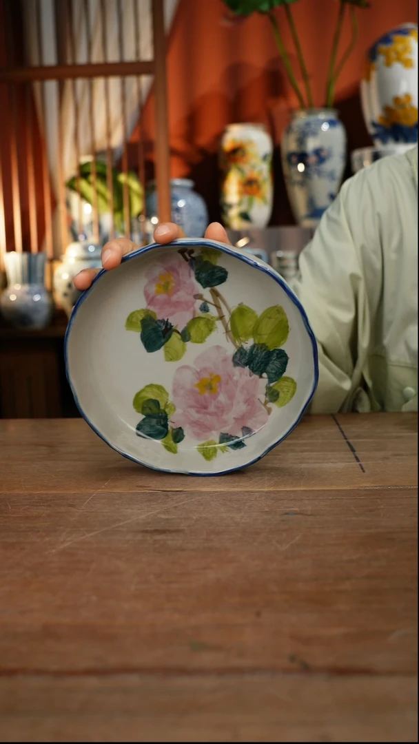 瓷片【简家甄选】景德镇设计师釉下手绘陶瓷餐具