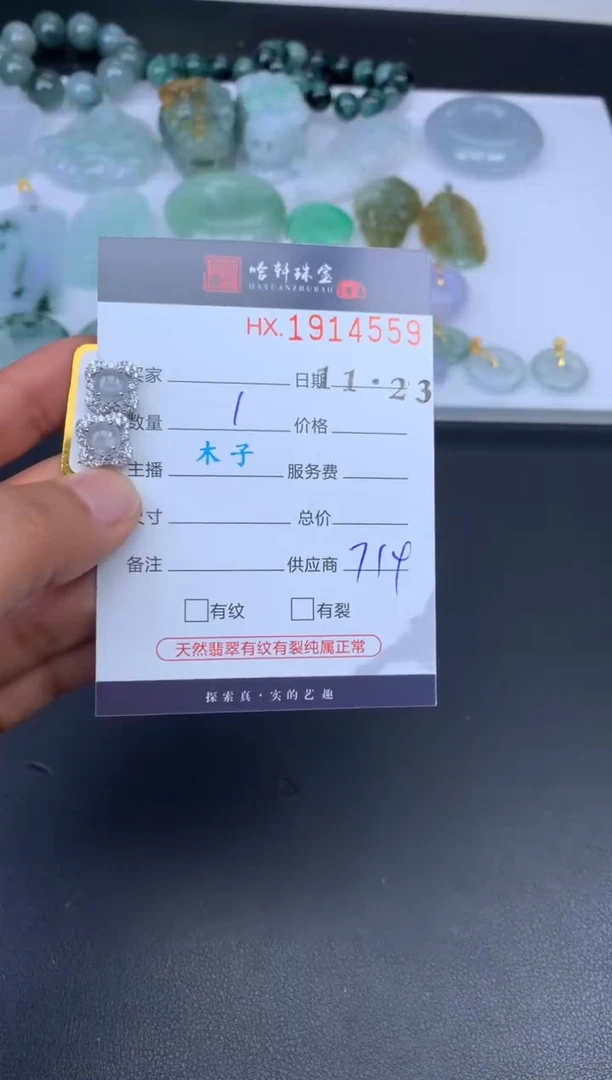 未镶嵌挂件翡翠哈轩 耳饰1对
