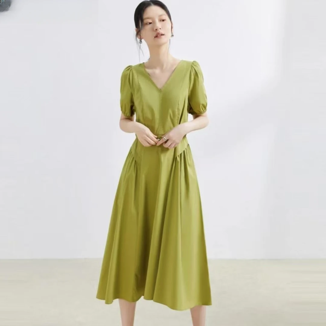 X172-X连衣裙百搭气质显瘦时尚夏季法式大码休闲极简风