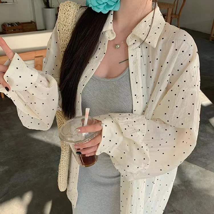 【蓉蓉专属】RX0306法式波点长袖衬衫甜妹辣妹薄款防晒外套上衣