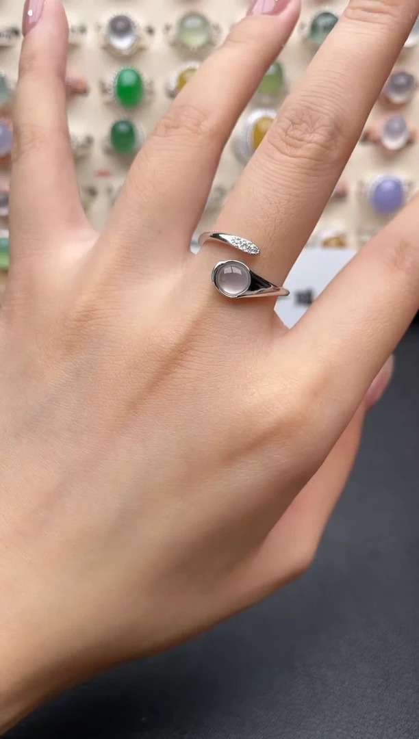 【闪购商品】翡翠戒指银S925镶嵌一物一证一礼盒