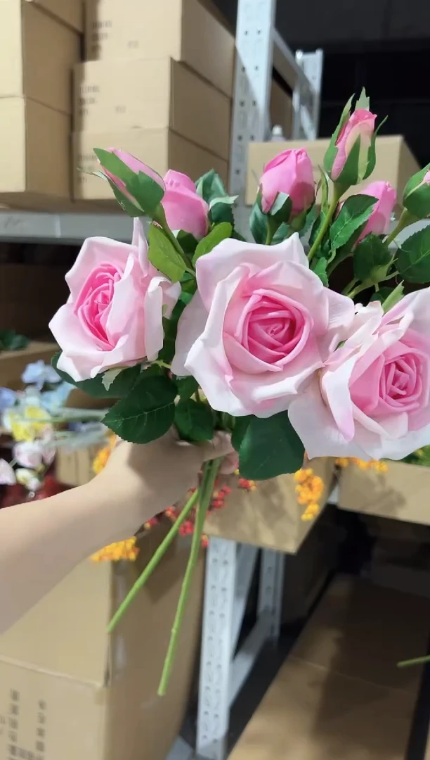3枝粉色手感保湿妃子玫