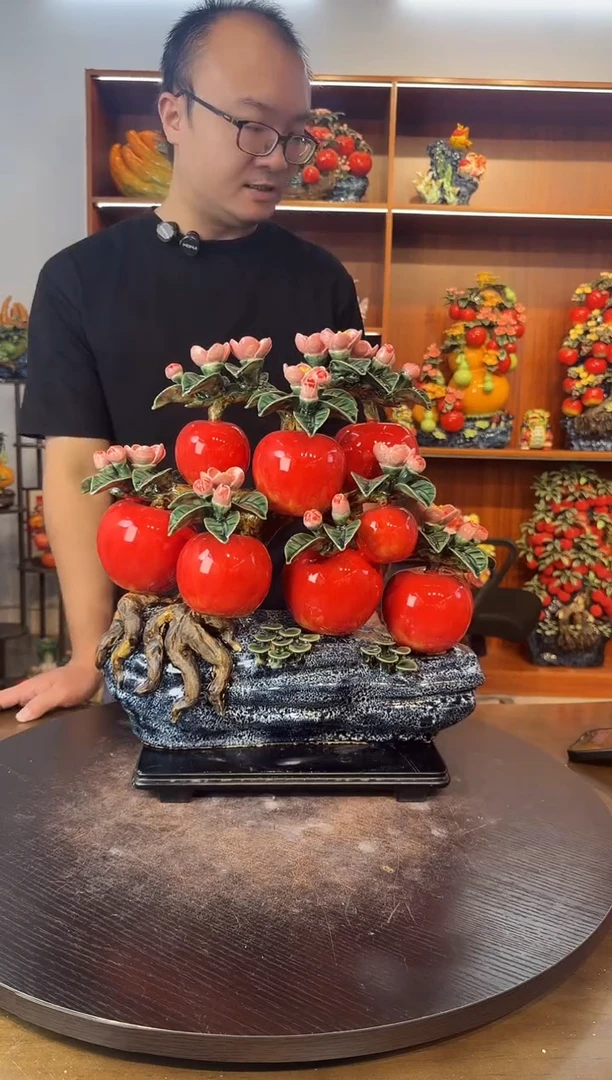 陶瓷八果苹果摆件