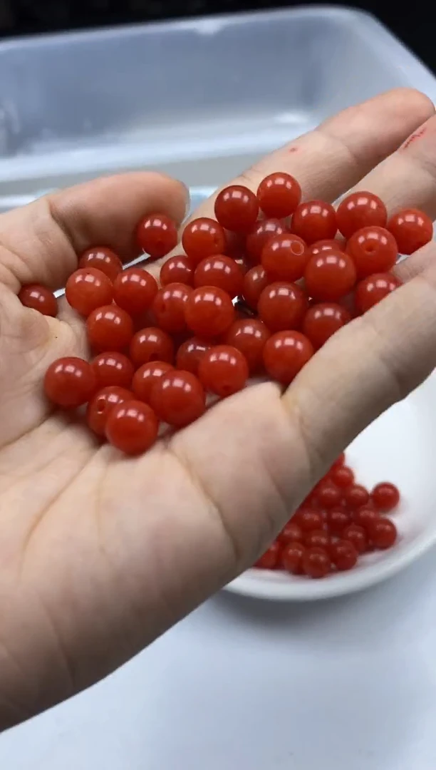 南红玛瑙未镶嵌颈饰w2185云南保山肉南红色8MM*40颗