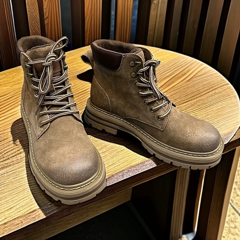 福利款男女款马丁靴卡其灰色个性百搭休闲户外春秋复古做旧