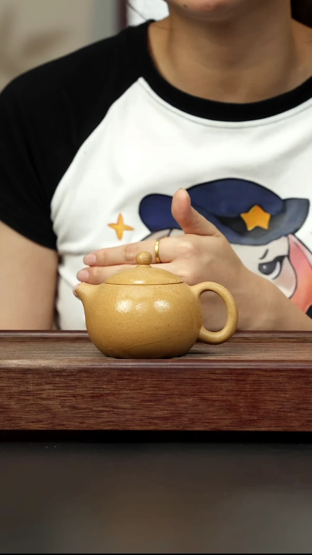 紫砂茶壶手磨黄金段 西施