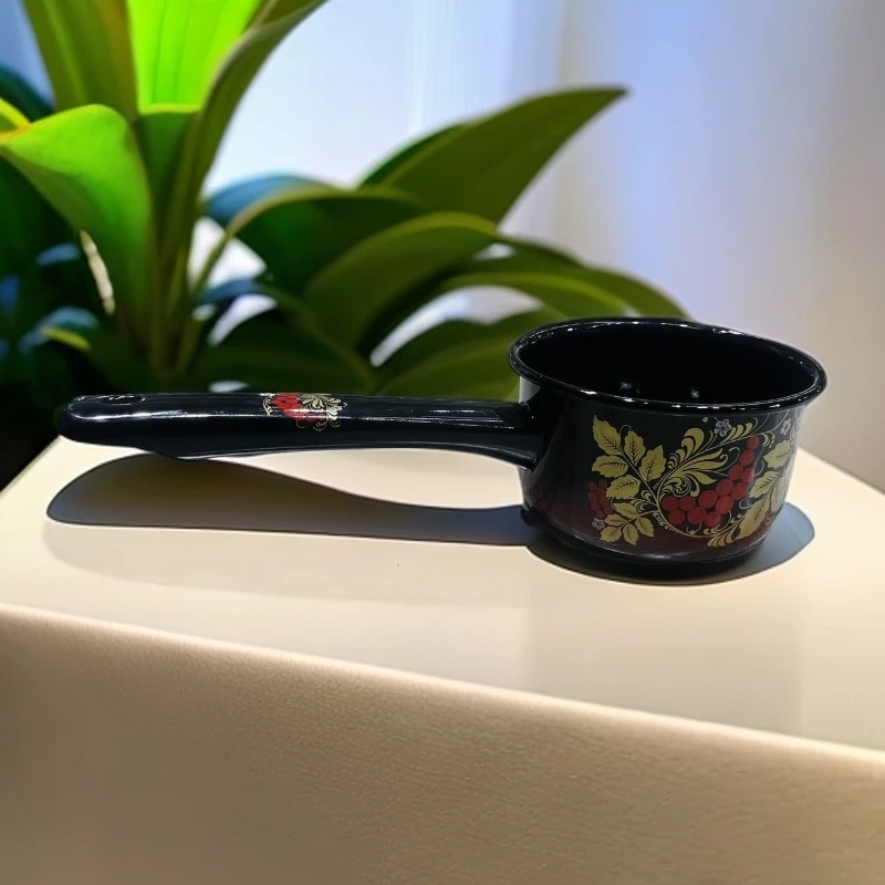 新疆包邮【12cm黑红水瓢】陶瓷水舀子长柄怀旧水勺子家用带把手