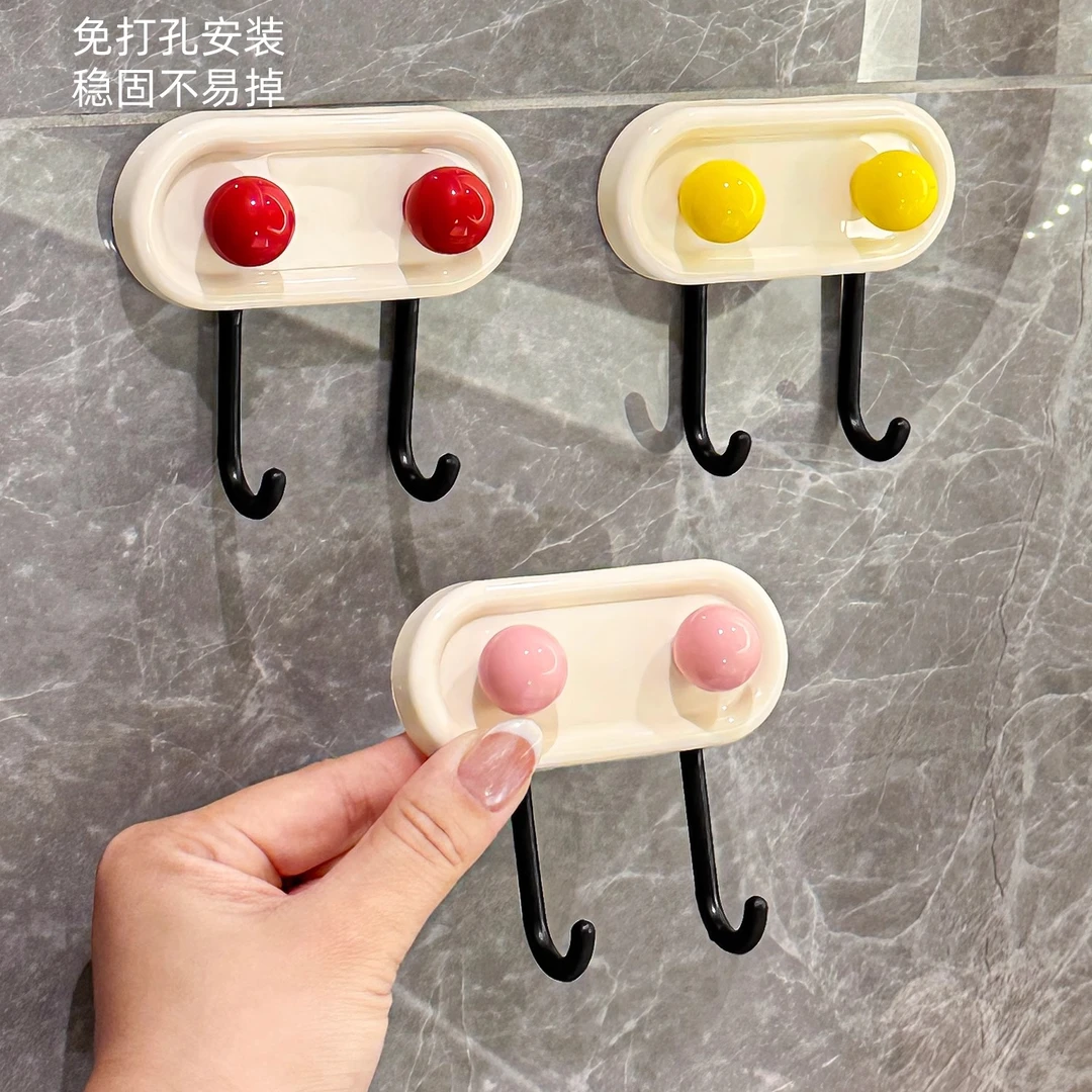 杜简多巴胺挂钩强力免打孔强力承重卫生间厨房门后无痕双头挂衣钩