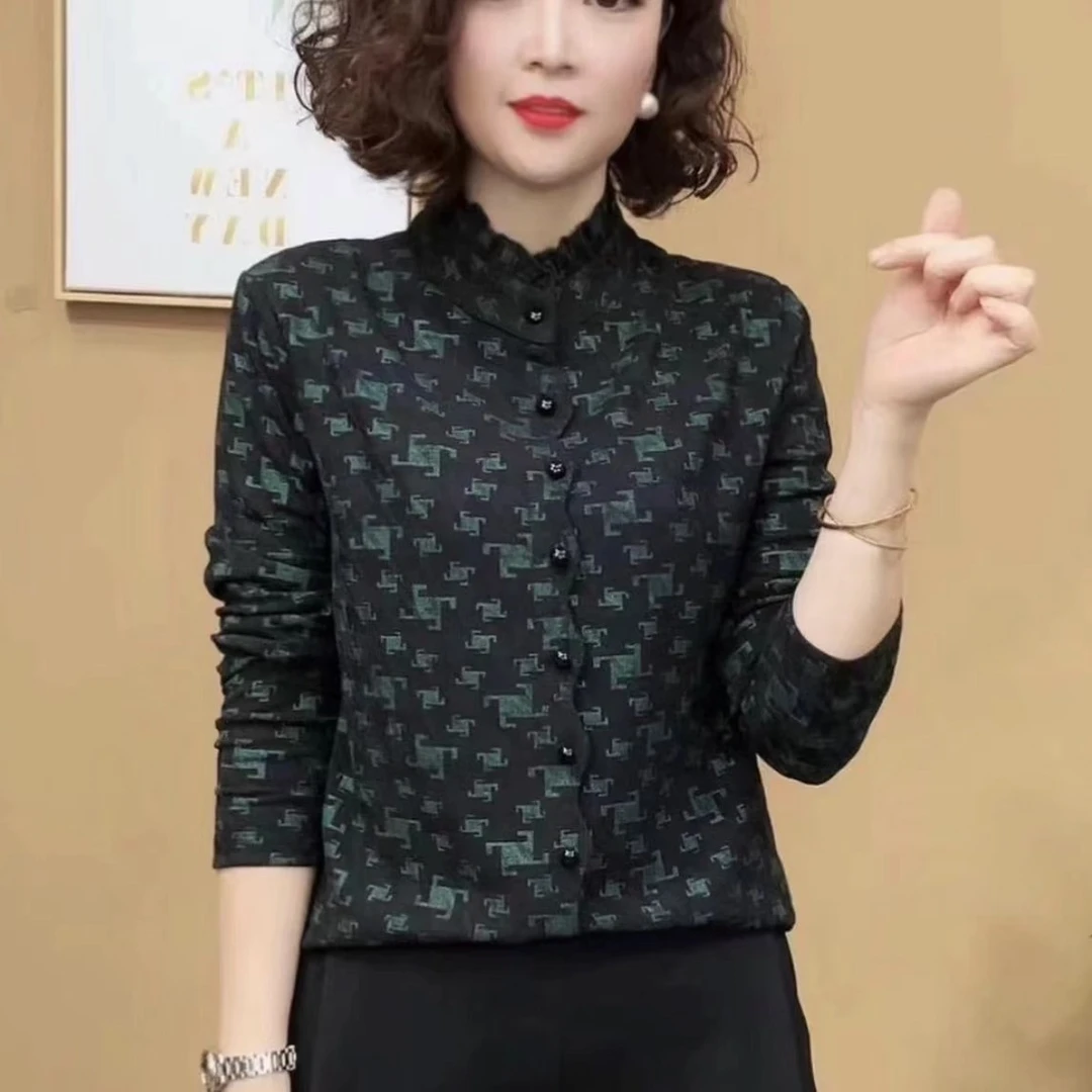 【丹姐优选】#79109 2025新款提花女士小衫花边领上衣