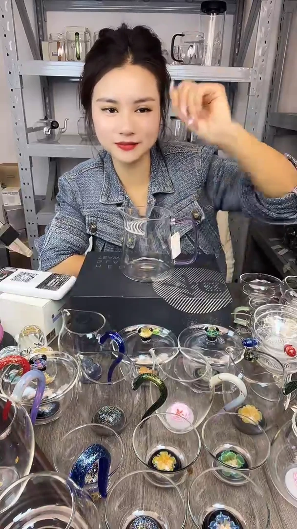 手工艺品玻璃风谜 新月茶器紫罗兰