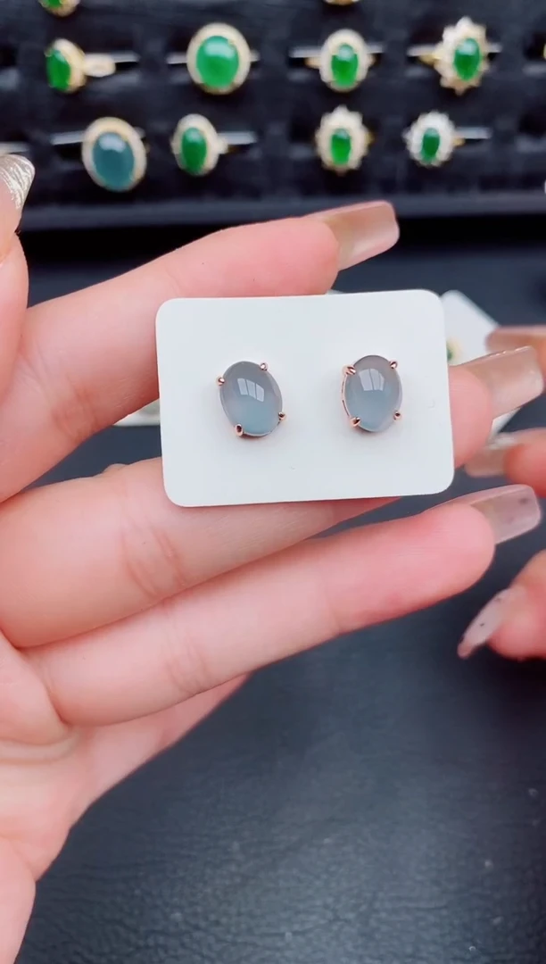 翡翠银S925镶嵌耳饰天然a货翡翠203