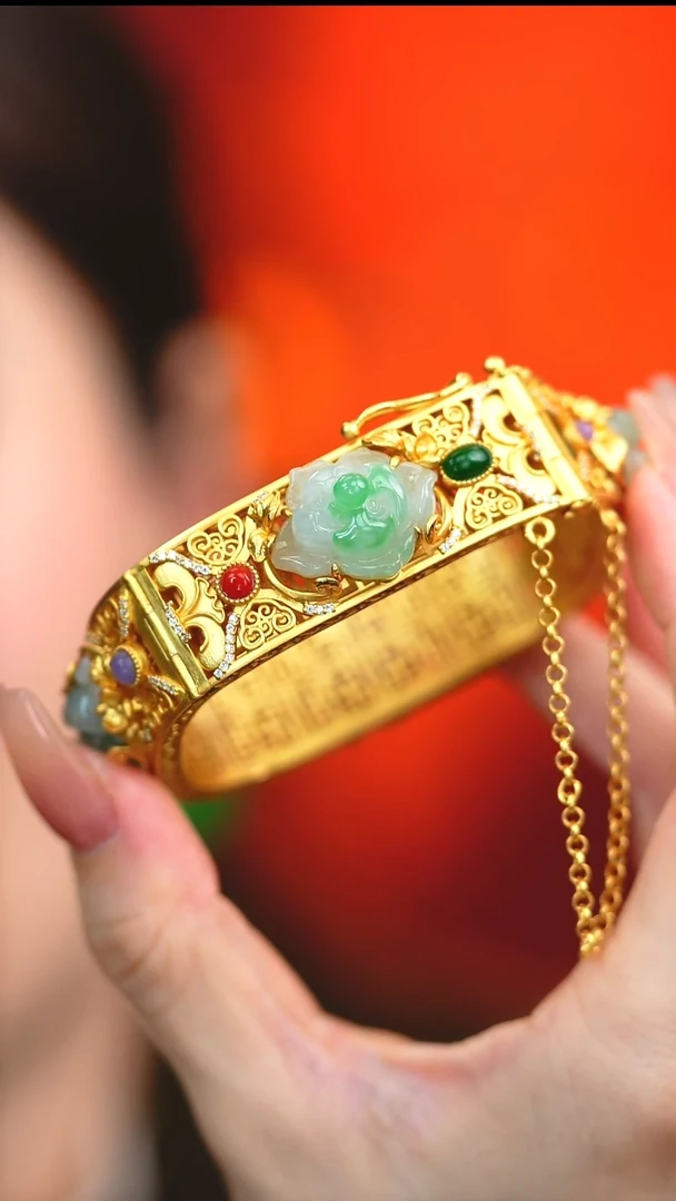 银S925镶嵌手镯翡翠新款