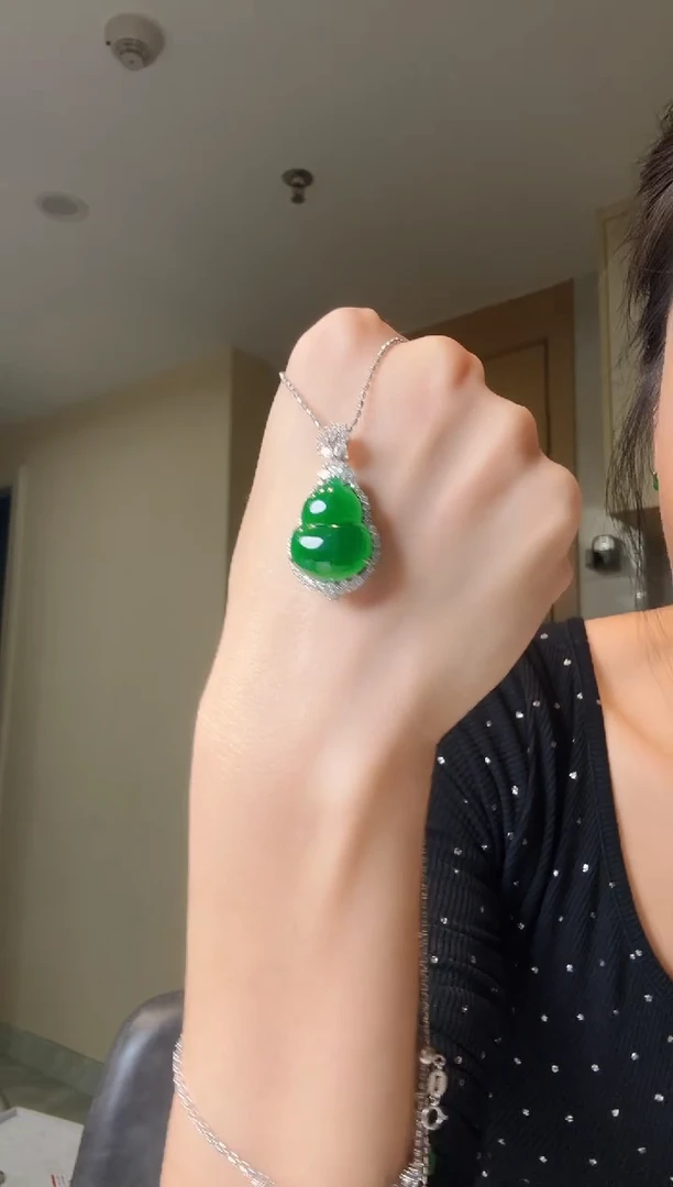 翡翠银S925镶嵌吊坠(不含链)天然翡翠吊坠