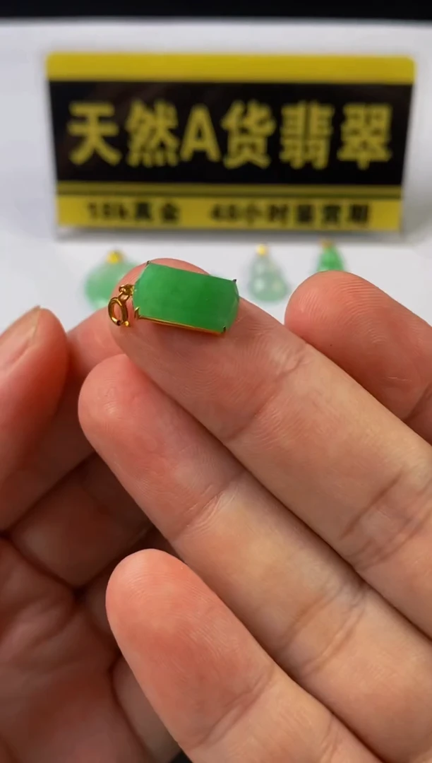 翡翠18K金镶嵌颈饰天然A货翡翠