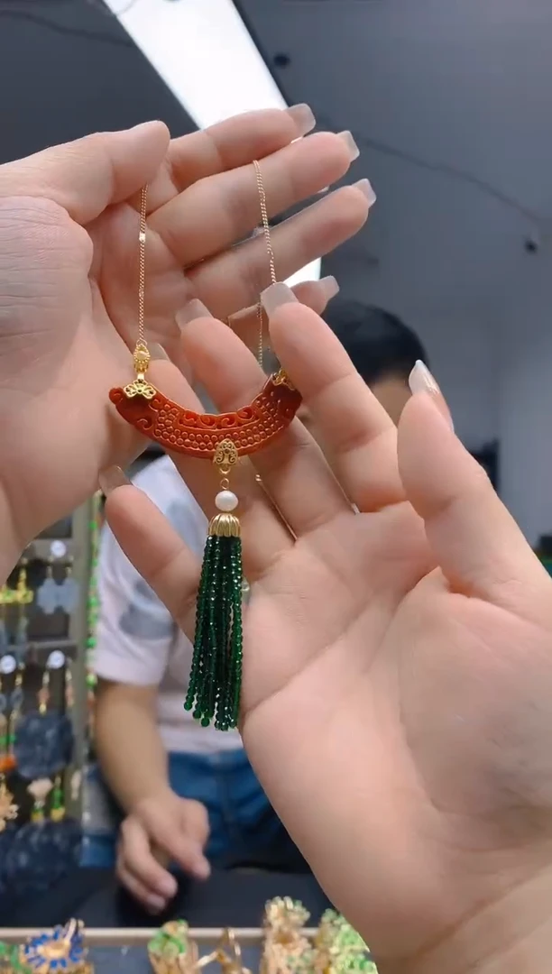 【闪购商品】翡翠耳饰合金353翡翠锁骨链