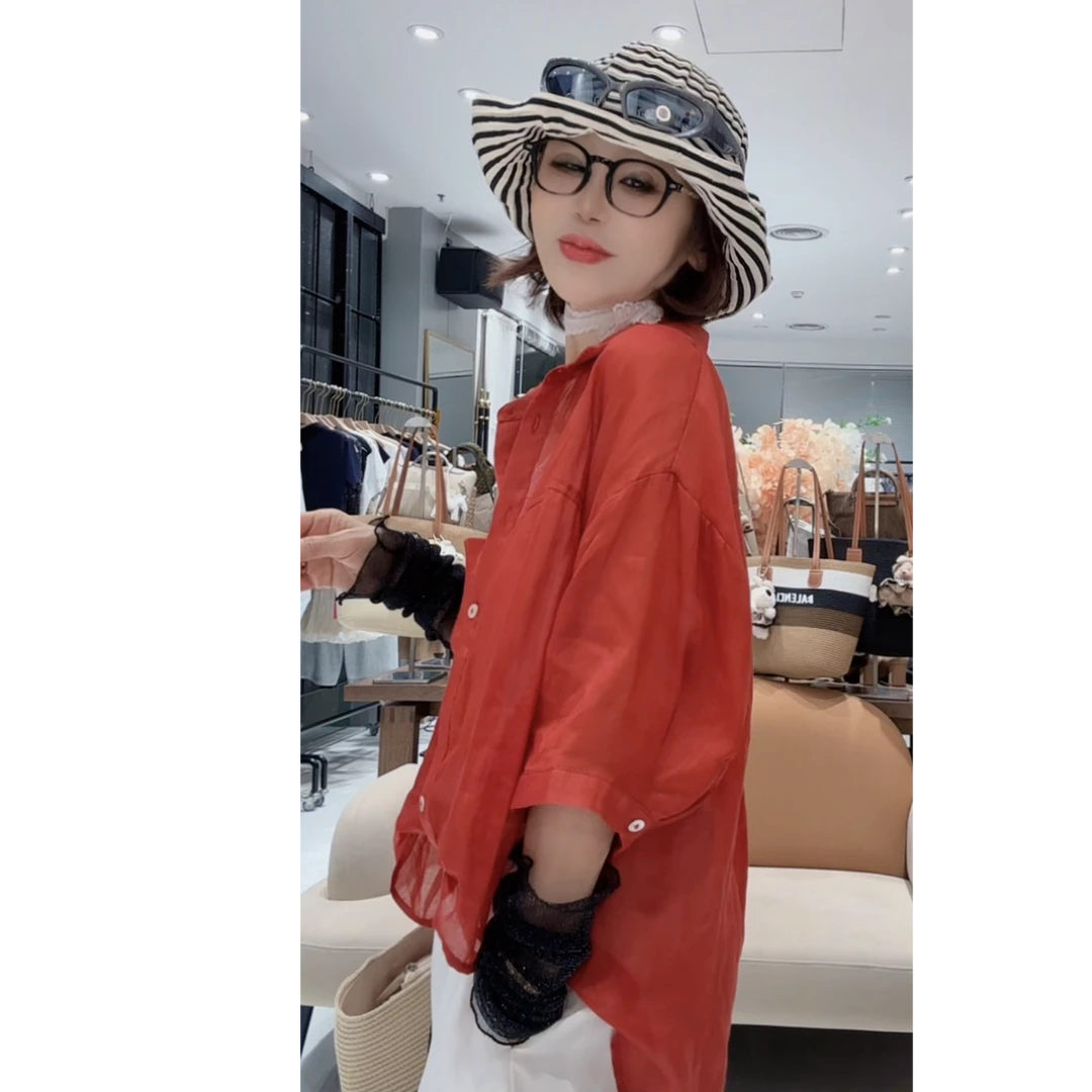 [68岁小姐姐]2025夏季新款仙气飘飘松弛感假两件麻料衬衣DD 5315