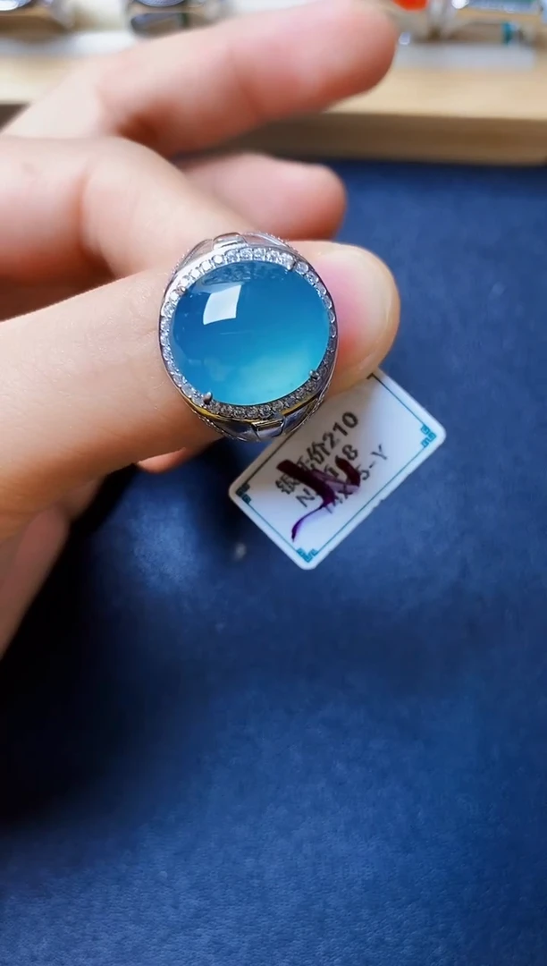 银S925镶嵌戒指翡翠2222222