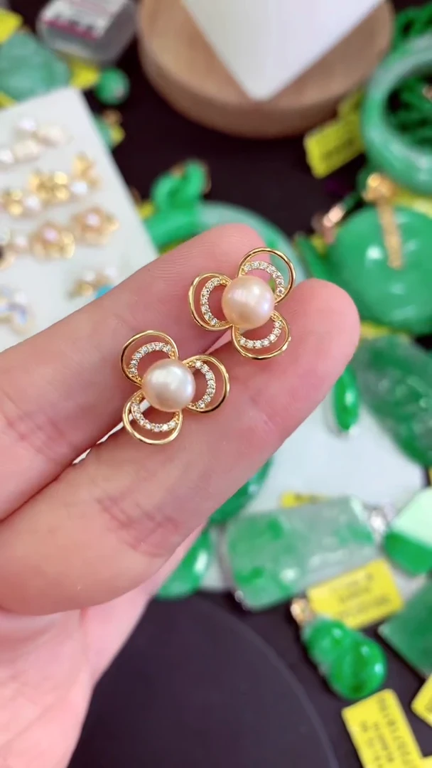 未镶嵌耳饰淡水珍珠一对