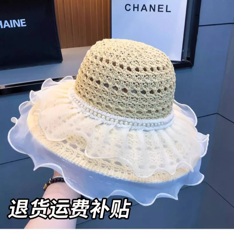 草帽女2025新款日系ins小清新网红气质凉帽子夏镂空透气渔夫帽子