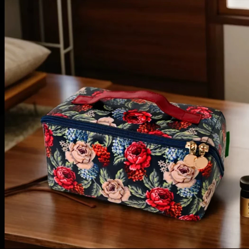 花繁叶茂化妆包抽纸袋2款家居创术日用收纳包（瓷片)