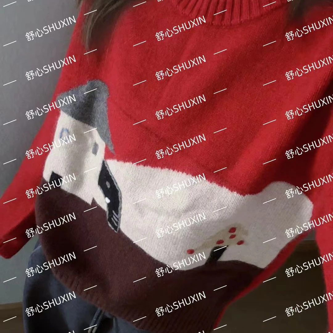 【舒心】红色小房子套头毛衣CLSX-0349