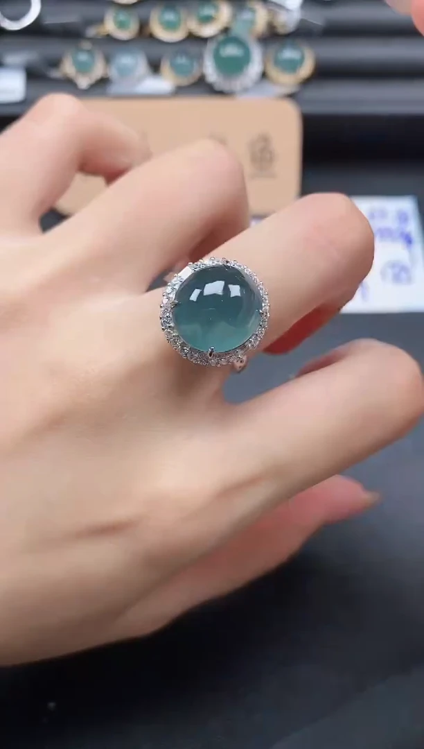 翡翠戒指银S925镶嵌51151